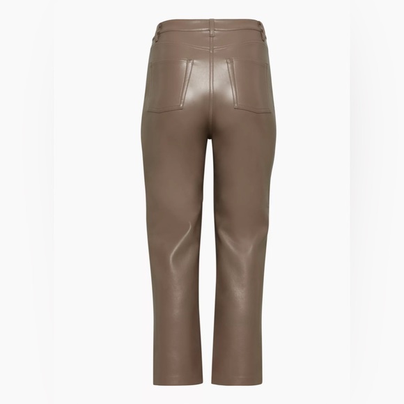 NWT Aritzia Wilfred Melina Vegan Leather Cropped Ankle Pants - Shitake - Size 2 - Picture 4 of 8